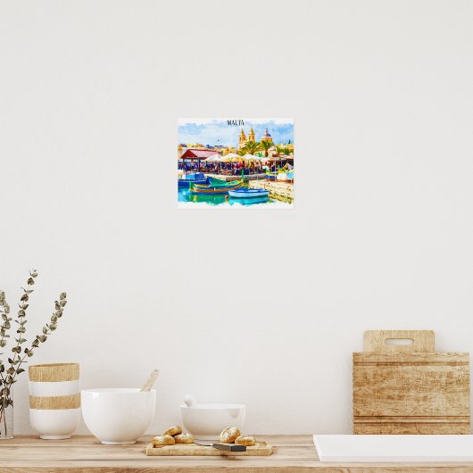 Farbenfrohe Panoramaaussicht auf Malta Poster (Küche)