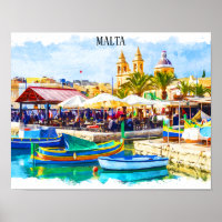 Farbenfrohe Panoramaaussicht auf Malta