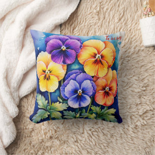 Farbenfrohe Pansy Februar Geburtstag Blume Persona Kissen