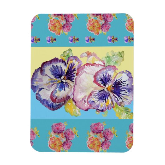 Farbenfrohe Pansy Floral Aqua Magnet (Vertikal)