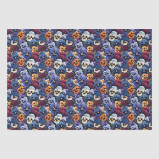 Farbenfrohe Pansy-Muster Seidenpapier (Vorderseite)
