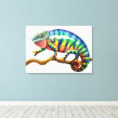 Farbenfrohe Panther Chameleon Lizard Wrapped Canva Leinwanddruck (Insitu (Holzboden))