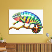 Farbenfrohe Panther Chameleon Lizard Wrapped Canva Leinwanddruck (Insitu (Wohnzimmer))