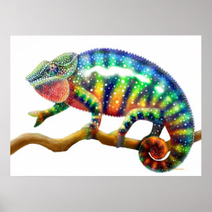 Farbenfrohe Panther Chameleon Print Poster