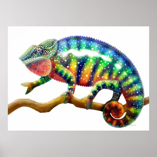 Farbenfrohe Panther Chameleon Print Poster (Vorne)