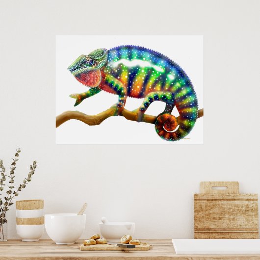 Farbenfrohe Panther Chameleon Print Poster (Küche)