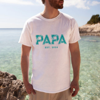 Farbenfrohe PAPA EST Vatertag, Geburtstag T-Shirt