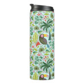 Farbenfrohe Papagei- und Palmenbäume und Blume Thermosbecher (Nach rechts gedreht)