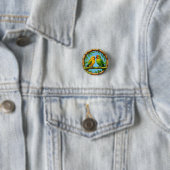 Farbenfrohe Papageien auf einem Bambusrahmen Button (Beispiel)
