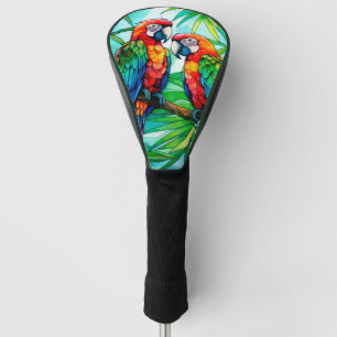 Farbenfrohe Papageien aus festem Glas Golf Headcover