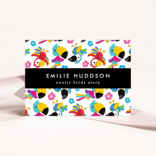 Farbenfrohe Papageien, Blume, Pet Shop, Vogelladen Visitenkarte