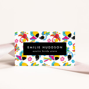 Farbenfrohe Papageien, Blume, Pet Shop, Vogelladen Visitenkarte