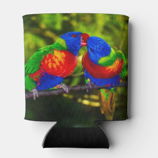 Farbenfrohe Papageien Dosenkühler (Rückseite)
