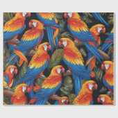 Farbenfrohe Papageien Geschenkpapier (Flach)