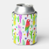 Farbenfrohe Papageien, handgezeichnet Muster. Dosenkühler (Kanne Vorderseite)