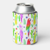 Farbenfrohe Papageien, handgezeichnet Muster. Dosenkühler (Kanne Rückseite)