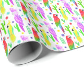 Farbenfrohe Papageien, handgezeichnet Muster. Geschenkpapier (Rolleneckpunkt)
