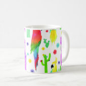 Farbenfrohe Papageien, handgezeichnet Muster. Kaffeetasse (VorderseiteRechts)