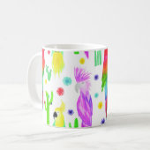 Farbenfrohe Papageien, handgezeichnet Muster. Kaffeetasse (Vorderseite Links)