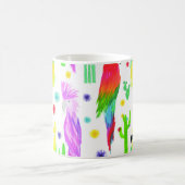 Farbenfrohe Papageien, handgezeichnet Muster. Kaffeetasse (Mittel)