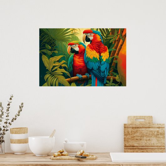 Farbenfrohe Papageien Poster (Küche)
