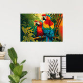 Farbenfrohe Papageien Poster (Heimbüro)