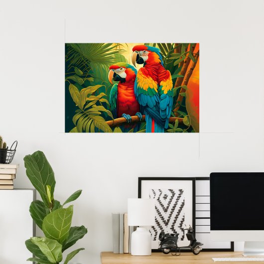 Farbenfrohe Papageien Poster (Heimbüro)