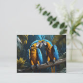 Farbenfrohe Papageien Postkarte (Stehend Vorderseite)