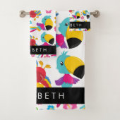 Farbenfrohe Papageien, tropische Papageien, Ihr Na Badhandtuch Set (Insitu)