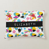 Farbenfrohe Papageien, tropische Papageien, Ihr Na Dekokissen (Vorderseite)