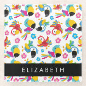 Farbenfrohe Papageien, tropische Papageien, Ihr Na Glasuntersetzer (Vorderseite)