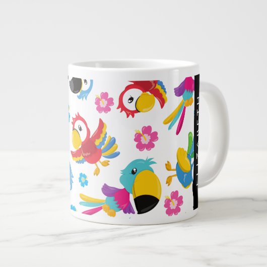 Farbenfrohe Papageien, tropische Papageien, Ihr Na Jumbo-Tasse (Vorderseite Rechts)