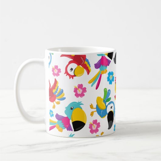 Farbenfrohe Papageien, tropische Papageien, Ihr Na Kaffeetasse (Links)