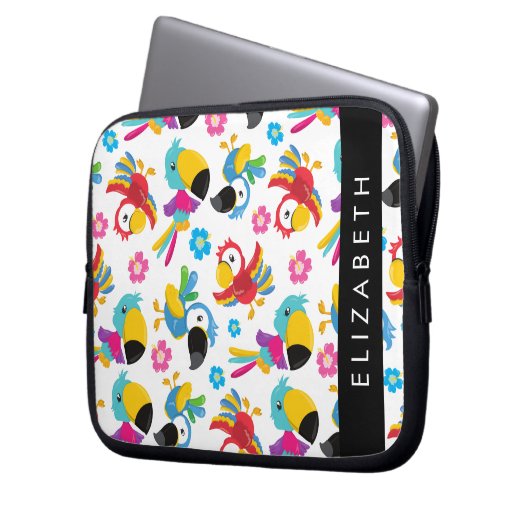 Farbenfrohe Papageien, tropische Papageien, Ihr Na Laptopschutzhülle (Vorderseite Links)