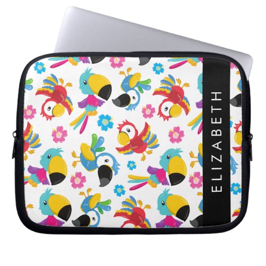 Farbenfrohe Papageien, tropische Papageien, Ihr Na Laptopschutzhülle (Vorderseite)