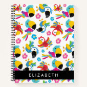 Farbenfrohe Papageien, tropische Papageien, Ihr Na Notizblock (Vorderseite)