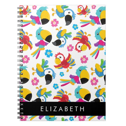Farbenfrohe Papageien, tropische Papageien, Ihr Na Notizblock (Vorderseite)