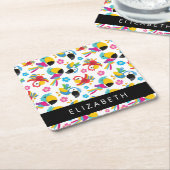 Farbenfrohe Papageien, tropische Papageien, Ihr Na Rechteckiger Pappuntersetzer (angewinkelt)