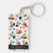 Farbenfrohe Papageien, tropische Papageien, Ihr Na Schlüsselanhänger (Rückseite)