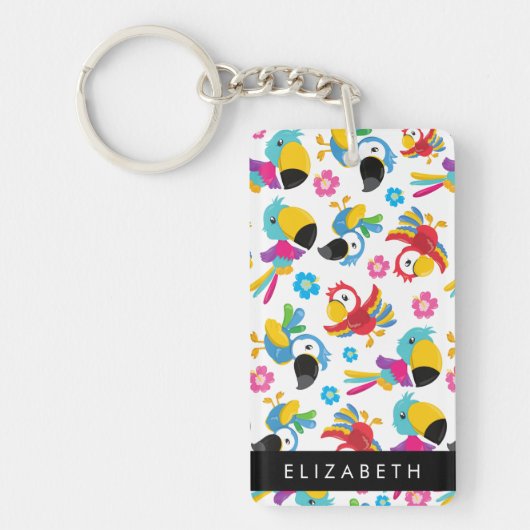 Farbenfrohe Papageien, tropische Papageien, Ihr Na Schlüsselanhänger (Vorderseite)