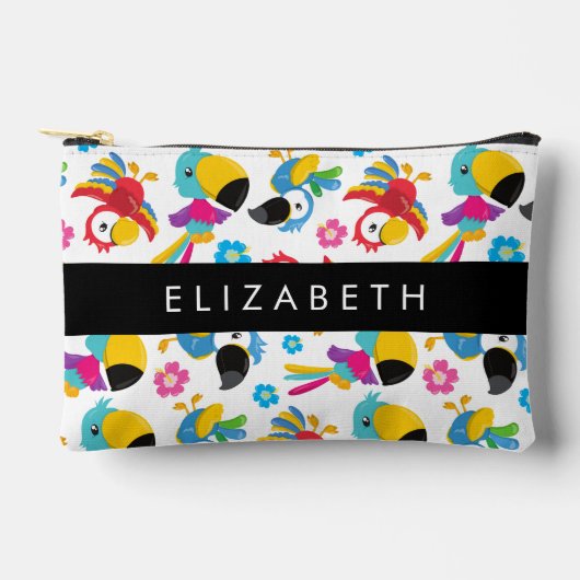 Farbenfrohe Papageien, tropische Papageien, Ihr Na Zubehörtasche (Vorderseite)