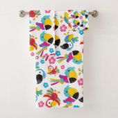 Farbenfrohe Papageien, tropische Papageien, Vögel, Badhandtuch Set (Insitu)