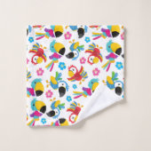 Farbenfrohe Papageien, tropische Papageien, Vögel, Badhandtuch Set (Waschlappen)