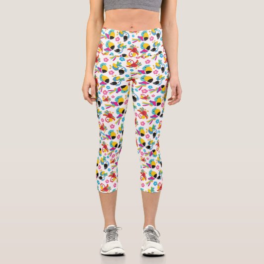 Farbenfrohe Papageien, tropische Papageien, Vögel, Capri Leggings (Vorderseite)