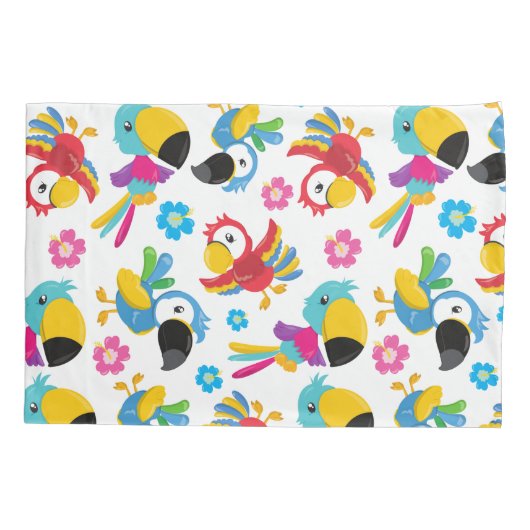 Farbenfrohe Papageien, tropische Papageien, Vögel, Kissenbezug (Rückseite)