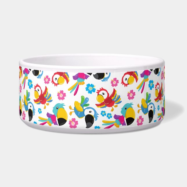 Farbenfrohe Papageien, tropische Papageien, Vögel, Napf (Vorderseite)