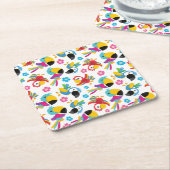 Farbenfrohe Papageien, tropische Papageien, Vögel, Rechteckiger Pappuntersetzer (angewinkelt)