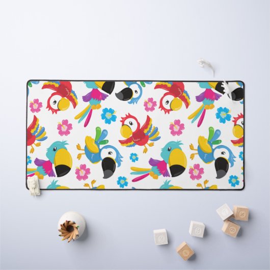 Farbenfrohe Papageien, tropische Papageien, Vögel, Schreibtischunterlage (Kindertisch)