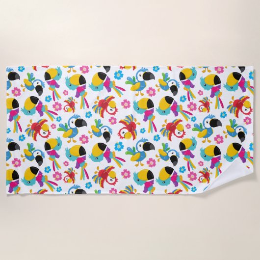 Farbenfrohe Papageien, tropische Papageien, Vögel, Strandtuch (Vorderseite)