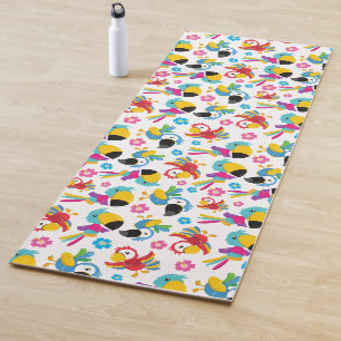 Farbenfrohe Papageien, tropische Papageien, Vögel, Yogamatte